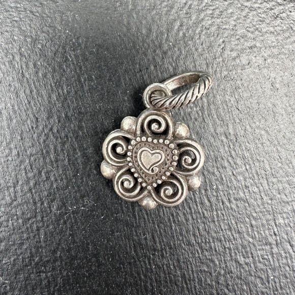 Brighton Birthstone November Orange Amber Crystal Heart Silver Pendant Charm - Picture 2 of 2